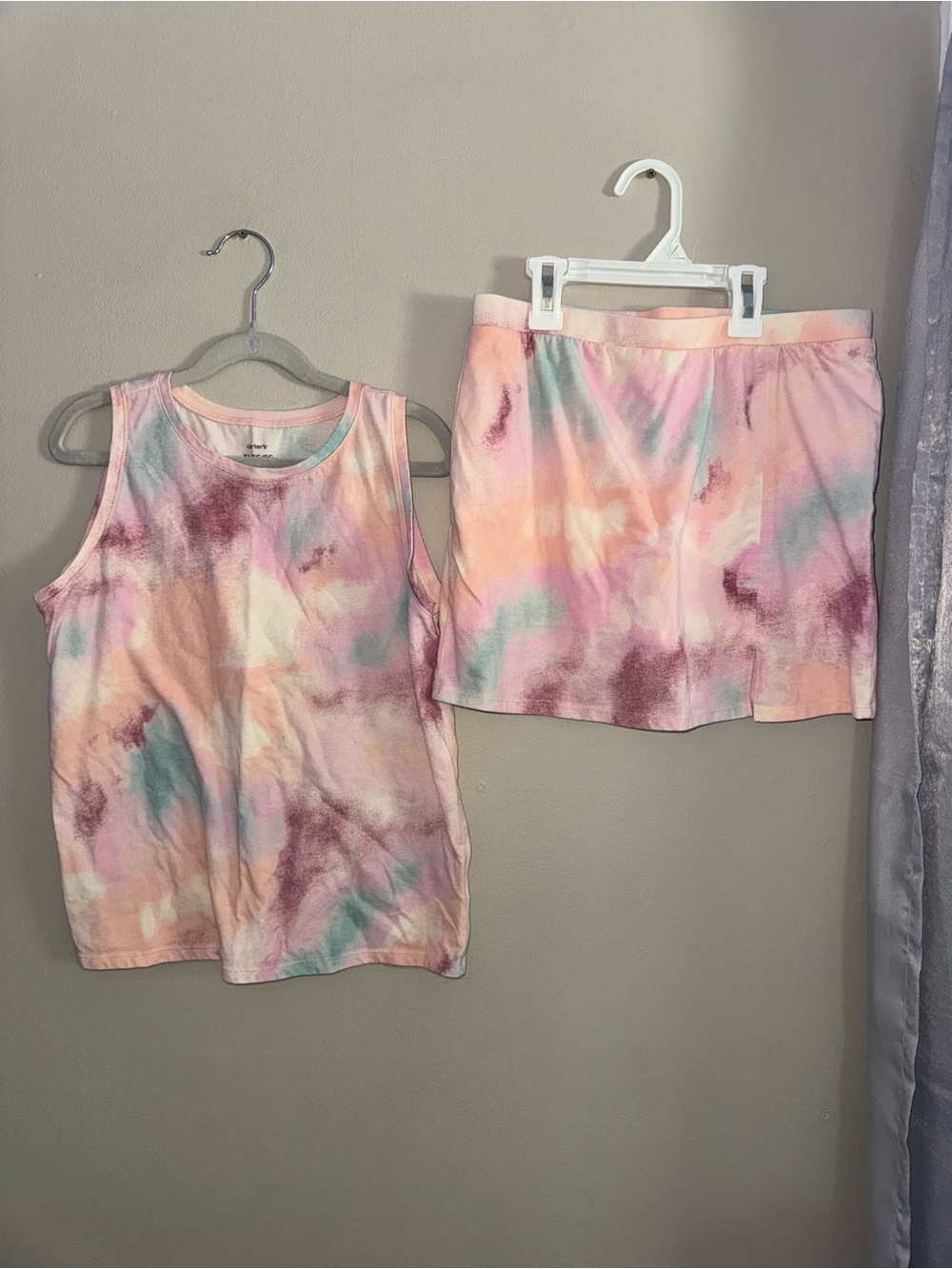 Carter's Pastel Tie-Dye Tank & Shorts Pajama Set - Pink, Peach, Teal